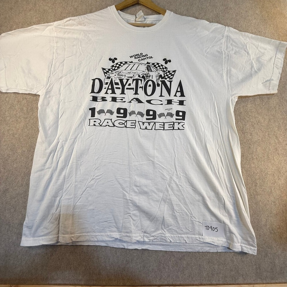 Vintage 1999 Daytona Beach Race Week T-Shirt Marathon Apparel White XXL NASCAR